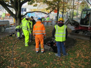 Arkeologiska utgrävningar görs i Allén som en förberedelse för Västlänken. 27 oktober 2015.